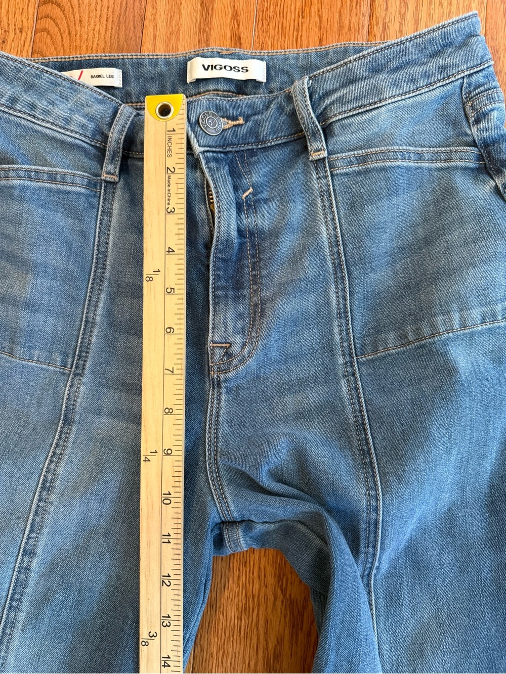 Vigoss Front Seam Barrel Jeans Size 29 Medium Blue Wash - Picture 5 of 9